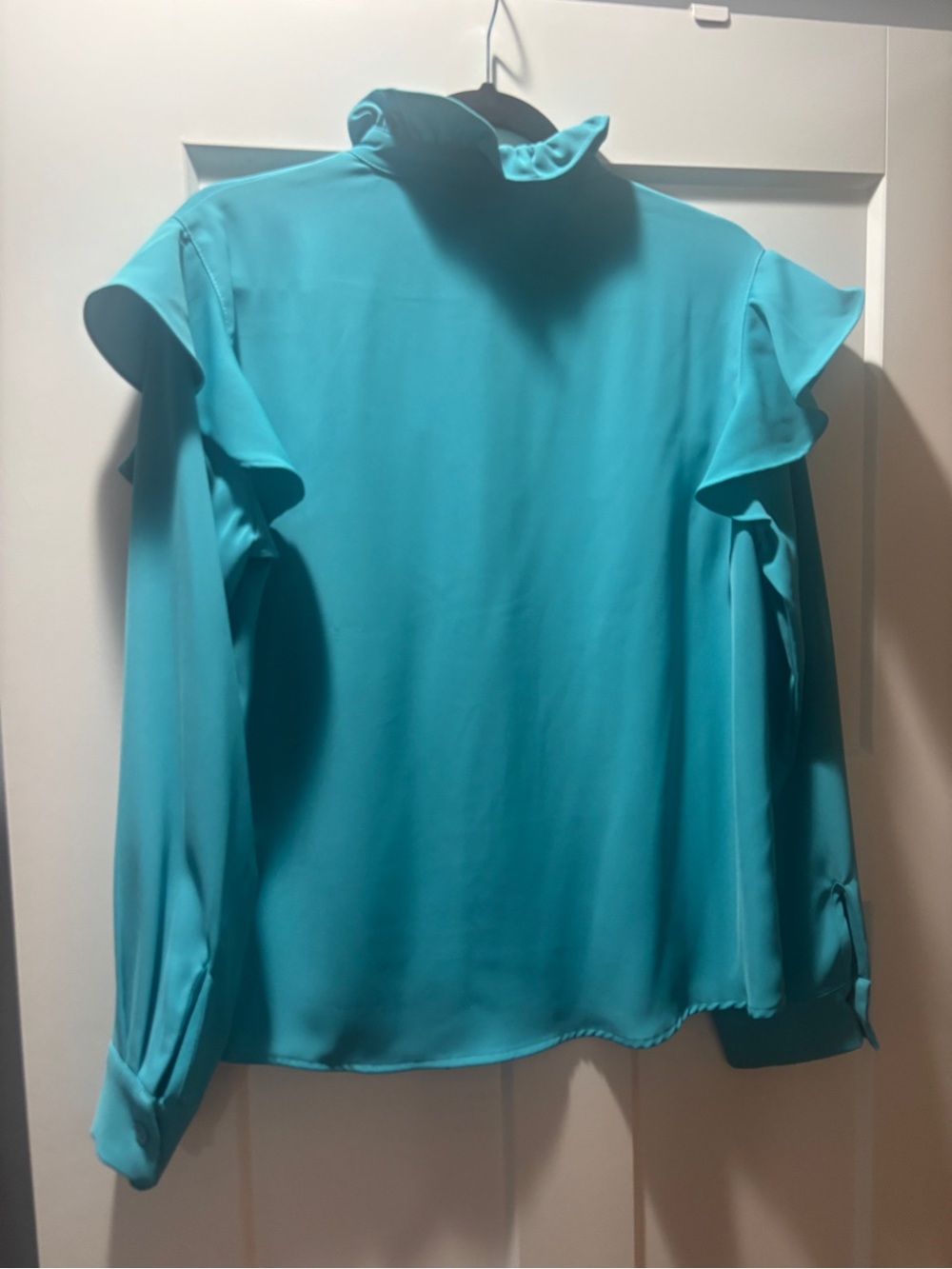 SSYS Ruffled High-Neck Blouse in Turquoise - Picture 2 of 3
